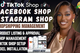 set up tiktok shop setup facebook shop, instagram shop, shopify dropshipping sto