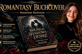 gestalte ein romantasy oder dark romance buchcover das verkauft