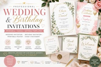 design wedding invitations birthday invitations printable canva templates