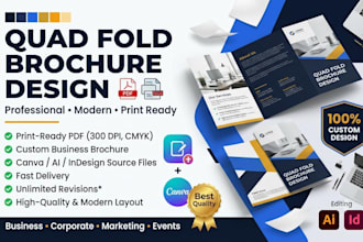 design quad fold brochure print ready files for business marketing and events