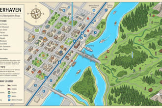 create custom travel maps, city maps, landmark maps and route maps