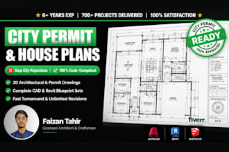 architect for 2d house plans, residential,  commercial and city permit drawings