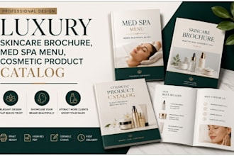 design luxury skincare brochure, med spa menu, cosmetic product catalog
