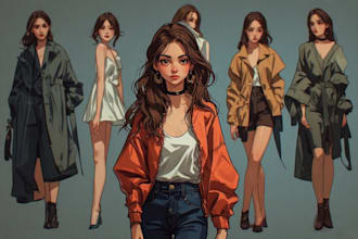 draw a fashion illustration, sketch, portrait