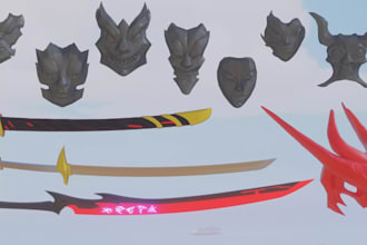 sculpt custom 3d cosplay props swords weapons and armor accessoriea for printing