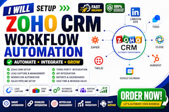zoho crm linkedin ads tidio close hubspot google calendar twilio zapier workflow