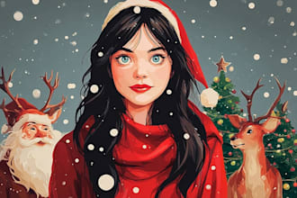 draw cute christmas illustration art for cards, gifts, and social media