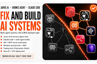 build and fix jarvis ai multi agent, hermes agent, claude code, openclaw and n8n