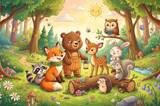 draw animals cartoon illustration