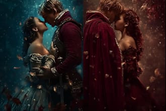 design illustrated romance book cover or ebook cover