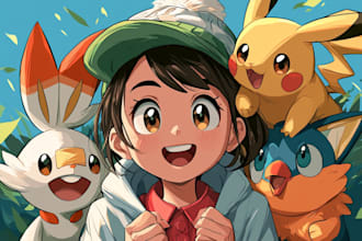 draw custom anime character, vtuber, or oc in anime style