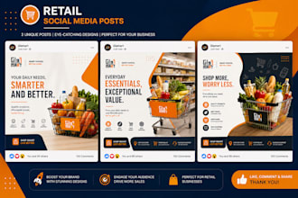 design instagram posts, facebook posts, social media ads, and carousel posts