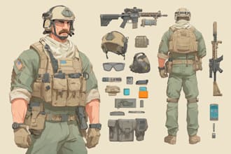 do military character design or military themed illustration