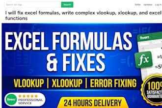 fix excel formulas, write complex vlookup, xlookup, and excel functions