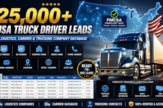 provide 25000 verified USA truck driver leads and fmcsa carriers