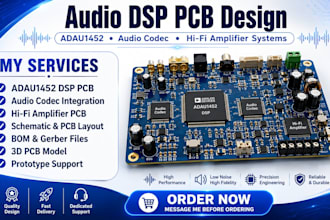 do audio dsp pcb design with adau1452, audio codec and hi fi amplifier systems