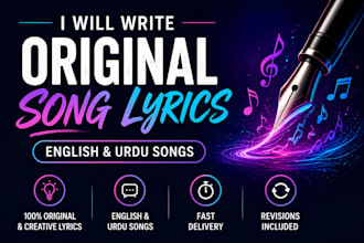 write original song lyrics english songs urdu songs