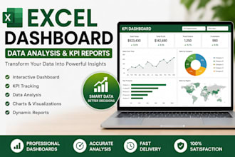 create professional excel dashboards with KPI and  data analysis