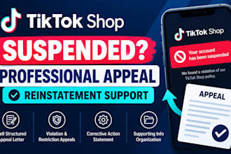 write a tiktok shop suspension appeal for reinstatement