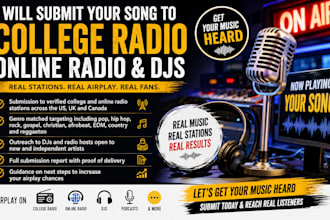 submit your song to 600 verified active college radio stations in USA canada UK