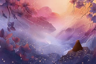 paint a magical watercolor fantasy background illustration