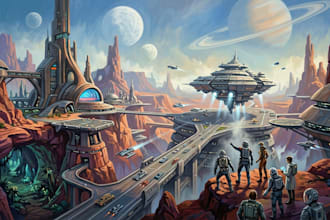 paint concept art, sci fi illustration and sci fi art