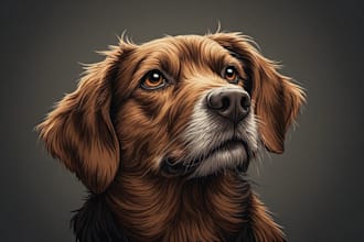 illustrate custom pet portrait, dog portrait, cat portrait art