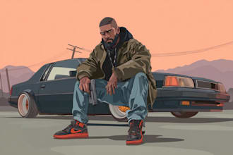 draw amazing gta style cartoon portrait from your photo
