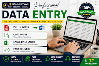 do fast and accurate data entry, typing, PDF to word and excel
