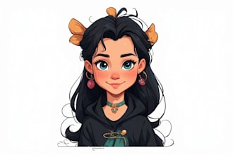 illustrate a marvelous disney cartoon portrait