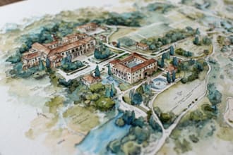 watercolor map illustration just for you