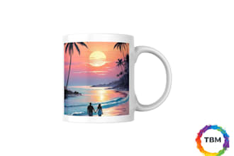 design custom mug, coffee cup, and tumbler wrap designs for your brand or gift