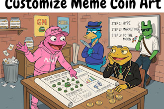 design unique viral meme coin character art for your crypto marketing