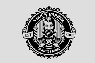 design mascot barber salon business logo