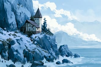 draw a watercolor landscape illustration