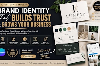 design canva branding kit, logo design, brand board, business identity