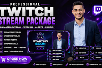design twich overlay animated overlay stream package twich webcam alert