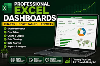 create professional excel dashboards, charts and pivot tables