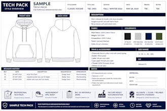 create professional garment tech packs for apparel brands