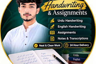 write beautiful urdu and english notes with handwriting