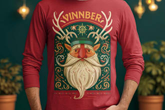 draw vintage christmas t shirt illustration for merch by amazon