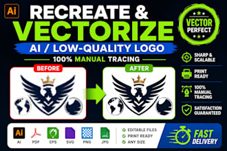 manually redraw retrace and vectorize your ai generated logo