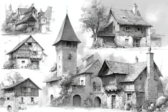 draw illustrations or sketches of your house and buildings