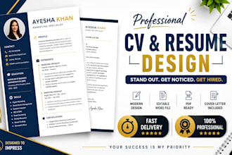 design professional resume, CV, and cover letter