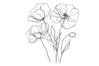 draw line art illustration botanical and flower beautifully
