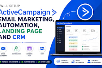 setup activecampaign email marketing, automation, landing page and CRM