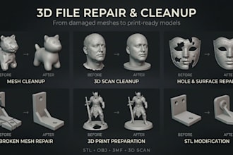 repair stl files, edit obj fix mesh errors and clean up 3d scans for printing