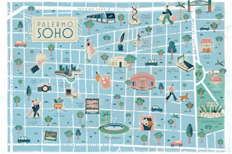 do an illustrated map, site plan, travel guide