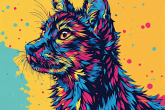 make a colorful animal pop art and portraits art for you