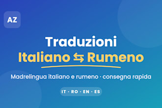 translate your texts between italian and romanian, native speaker